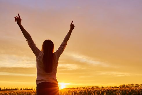 Girl celebrating health